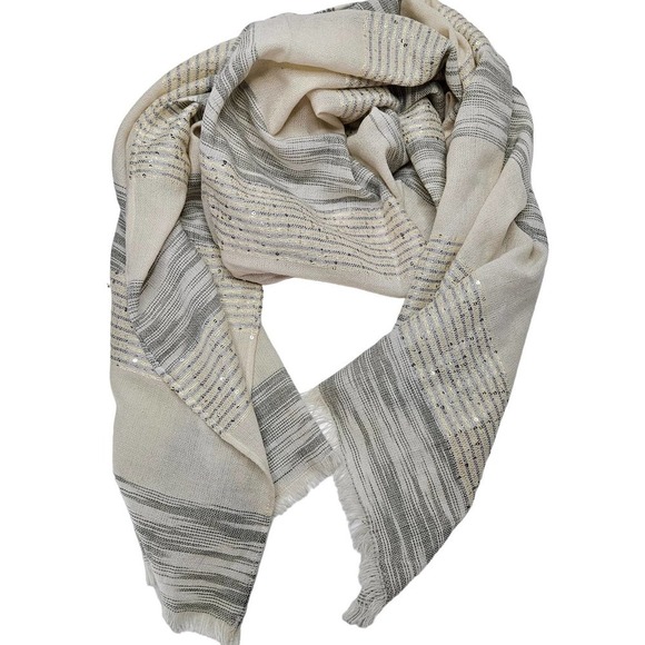 NEW Loft Fashion Scarf Wrap Ivory‎ Beige Yellow OS NWT - Picture 1 of 6